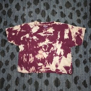 Burgundy and Cream Tie-dye Crop Tee sz Youth L